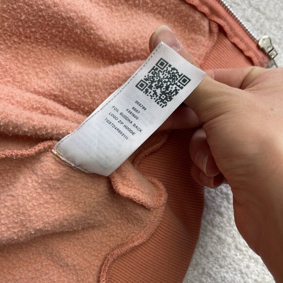 True religion Womens Sz XS Foil Silver Logo Buddha Full Zip Hoodie Pink - Picture 15 of 16